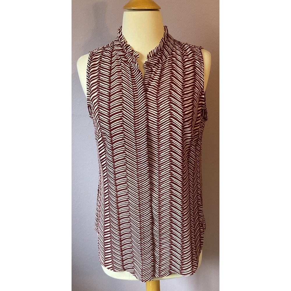 Banana Republic Red and White Sleeveless Top Blouse Size Small